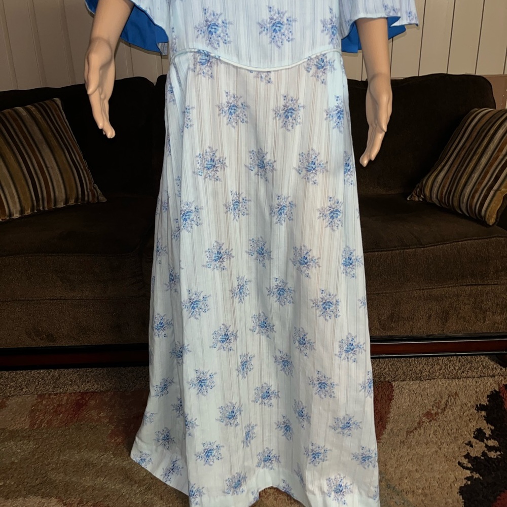 Katerina Originals ~ 2 X-Large ~ Vintage (70’s) ~ Blue Floral ~ Boho Maxi Dress - Picture 6 of 16